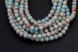 Natural Impression Sea Sediment Jasper Round Beads 4mm 6mm 8mm 10mm Aka Snake Skin Jasper Aqua Terra Jasper 15.5" Strand Smooth