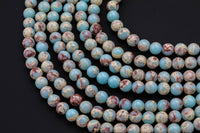 Natural Impression Sea Sediment Jasper Round Beads 4mm 6mm 8mm 10mm Aka Snake Skin Jasper Aqua Terra Jasper 15.5" Strand Smooth