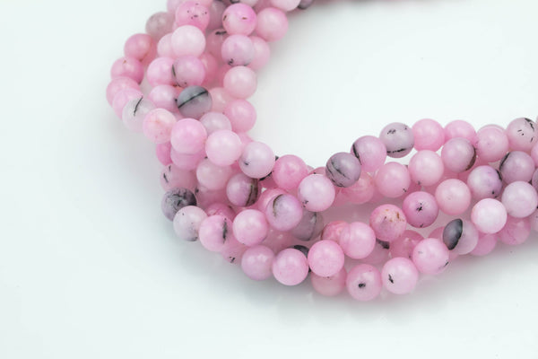 Rhodonite- JADE Smooth Round- 6mm 8mm 10mm 12mm-Full Strand 15.5 inch Strand AAA Quality