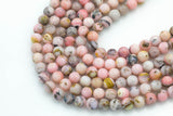 Natural 8mm Matte ZEBRA PINK OPAL Beads - Dark Round - Full 15.5" 15.5 inch strands Gemstone Beads