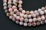 Natural 8mm Matte ZEBRA PINK OPAL Beads - Dark Round - Full 15.5" 15.5 inch strands Gemstone Beads