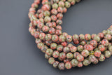 Unakite JADE Smooth Round -Full Strand 15.5 inch Strand AAA Quality- 8MM