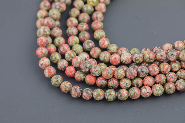 Unakite JADE Smooth Round -Full Strand 15.5 inch Strand AAA Quality- 8MM