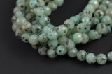 Natural Diamond Cut Faceted Kiwi Jasper 6mm 8mm 10mm Round Beads 15.5" Strand Gemstone Beads