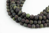 Natural Matte Dragon Bloodstone Blood Stone Beads, High Quality in Matte Round, 3mm, 4mm, 6mm, 8mm, 10mm, 12mm- Full 16 inch strand