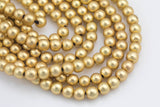 Gorgeous Matte Gold Hematite Smooth Round Loose Beads - Natural Hematite Gold Plated in 6mm 8mm 10mm 12mm Full Strand 16" AAA Quality