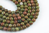 Natural Unakite Unikite Jasper Round, 4mm, 6mm, 8mm, 10mm, 12mm- Full 15.5 Inch Strand- Wholesale Pricing AAA Quality Smooth
