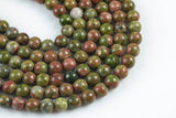Natural Unakite Unikite Jasper Round, 4mm, 6mm, 8mm, 10mm, 12mm- Full 15.5 Inch Strand- Wholesale Pricing AAA Quality Smooth