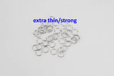 White Gold Silver Toned SUPER STRONG/ Extra THIN Jump Rings 3mm 4mm 5mm. Carbon Steel - Very sturdy despite thickness.