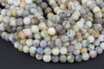 Natural Pale Yellow Dendrite Opal Beads - Matte Round - 6mm 8mm 10mm or 12mm - Full 15.5" 15.5 inch strands Gemstone Beads