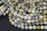 Natural Pale Yellow Dendrite Opal Beads - Round - 6mm 8mm 10mm or 12mm - Full 15.5" 15.5 inch strands Smooth Gemstone Beads