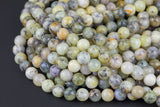 Natural Pale Yellow Dendrite Opal Beads - Round - 6mm 8mm 10mm or 12mm - Full 15.5" 15.5 inch strands Smooth Gemstone Beads