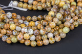 Natural Yellow Opal - Round- 6mm, 8mm, 10mm, 12mm, 14mm- Full 15.5 Inch Strand AAA Quality Gemstone Beads