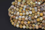 Natural Yellow Opal - Matte Round- 6mm, 8mm, 10mm, 12mm, 14mm- Full 15.5 Inch Strand AAA Quality Gemstone Beads