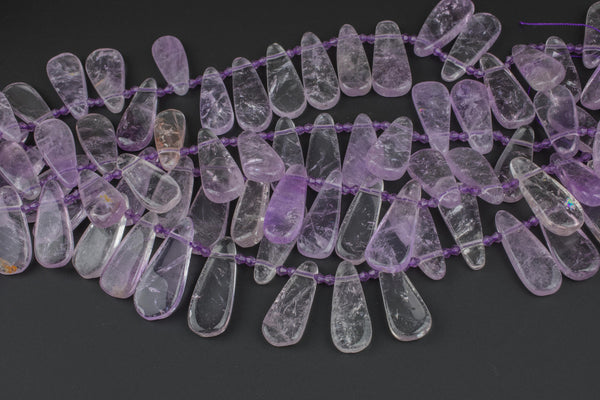 Natural Graduated Strand of Pink Amethyst Long Teadrops Beads "-16" Strand (Apx 25 Beads) -12x30mm Gemstone Beads