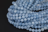 Aquamarine - JADE Smooth Round- 6mm 8mm 10mm 12mm-Full Strand 15.5 inch Strand AAA Quality