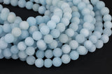 Light Aquamarine-JADE Matte Round- 6mm 8mm 10mm 12mm-Full Strand 15.5 inch Strand AAA Quality