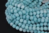 Blue Aqua - JADE Matte Round- 6mm 8mm 10mm 12mm-Full Strand 15.5 inch Strand AAA Quality