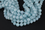 Light Aquamarine- JADE Faceted Round -Full Strand 15.5 inch Strand, 4mm, 6mm, 8mm, 12mm, or 14mm Beads-Full Strand 15.5 inch Strand