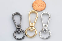 Dainty Self Closing Swivel Clasps - Triggerless - Gold for Charm Lock Keychain Supply Component- 15x41mm 2 pcs per pack