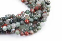 Natural BloodStone Blood Stone Beads - Diamond Cut Faceted Round - 6mm 8mm 10mm or 12mm - Full 15.5" 15.5 inch strands Gemstone Beads