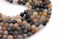 Natural Brown Quartz Beads - Diamond Cut Faceted Round - 6mm 8mm 10mm or 12mm - Full 15.5" 15.5 inch strands Gemstone Beads