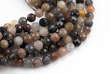 Natural Brown Quartz Beads - Diamond Cut Faceted Round - 6mm 8mm 10mm or 12mm - Full 15.5" 15.5 inch strands Gemstone Beads