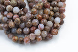 Natural Red Dendrite Opal Beads - Diamond Cut Faceted Round - 6mm 8mm 10mm or 12mm - Full 15.5" 15.5 inch strands Gemstone Beads