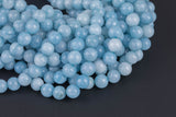 Aquamarine-JADE Smooth Round- 6mm 8mm 10mm 12mm-Full Strand 15.5 inch Strand AAA Quality