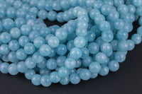 Medium Dark Aquamarine-JADE Smooth Round- 6mm 8mm 10mm 12mm-Full Strand 15.5 inch Strand