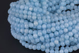 Pale Aquamarine-JADE Smooth Round- 6mm 8mm 10mm 12mm-Full Strand 15.5 inch Strand AAA Quality