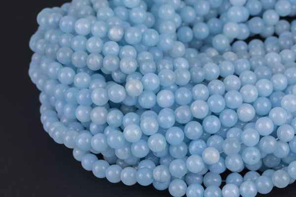 Pale Aquamarine-JADE Smooth Round- 6mm 8mm 10mm 12mm-Full Strand 15.5 inch Strand AAA Quality