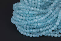 Pale Aquamarine-JADE Smooth Round- 6mm 8mm 10mm 12mm-Full Strand 15.5 inch Strand AAA Quality