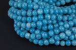 Dark Aquamarine-JADE Smooth Round- 6mm 8mm 10mm 12mm-Full Strand 15.5 inch Strand