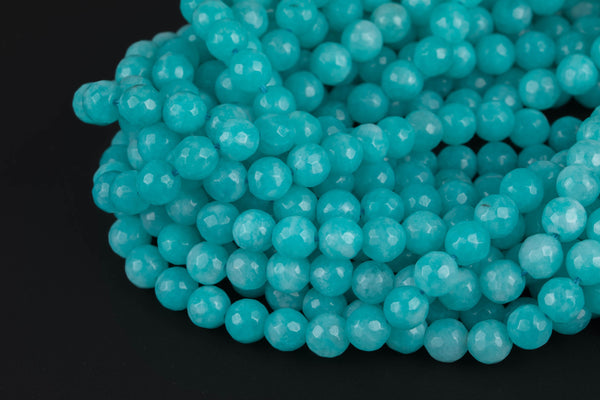 Amazonite-JADE Faceted Round- 6mm 8mm 10mm 12mm-Full Strand 15.5 inch Strand