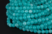 Amazonite Jade-JADE Smooth Round- 6mm 8mm 10mm 12mm-Full Strand 15.5 inch Strand