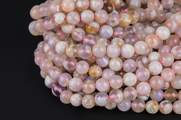 Natural Cherry Sakura Blossom Agate Beads 6mm 8mm 10mm Round Beads Translucent Pink Peach Creamy High Polish Beads 15.5" Strand