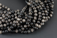 Natural Silver Obsidian Beads 6mm 8mm 10mm AAA High Quality 15.5" Strand Gemstone Beads