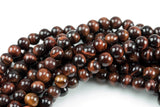 Natural Round Red Tiger's Eye Tigereye Tiger eye, High Quality, 6mm, 8mm, 10mm, 12mm- Full 15.5 Inch Gemstone Beads