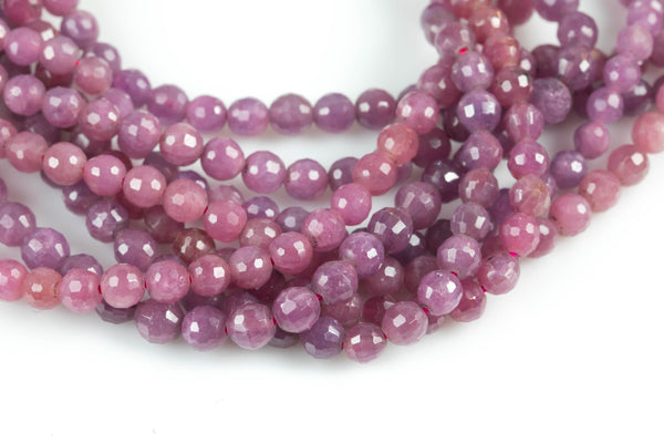 Natural Ruby, High Quality in 4-5mm Faceted Round Gemstone Beads