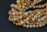 Natural Golden Flower Jade Beads Full Strands-15.5 inches- Round- 6mm, 8mm, 10mm, 12mm- 15.5 inches Smooth Gemstone Beads