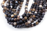 Natural Brown Banded Light Agate Beads 6mm 8mm 10mm 12mm Matte Round - Full 16 inch strand Gemstone Beads