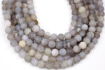 Natural Matt Banded Gray Agate, High Quality in Matte Round, 6mm, 8mm, 10mm- In Full 15.5 Inch Strand Gemstone Beads