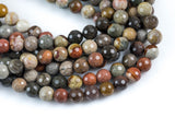 Natural Titanium Picasso Jasper Grade AAA Faceted Round 6mm, 8mm, 10mm, 12mm -Full Strand 15.5 inch Strand Gemstone Beads