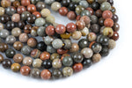 Natural Titanium Picasso Jasper Grade AAA Faceted Round 6mm, 8mm, 10mm, 12mm -Full Strand 15.5 inch Strand Gemstone Beads