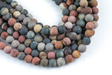 Natural Grayish Picasso Jasper Grade AAA Matte Round 6mm, 8mm, 10mm, 12mm, 14mm- Full 16 Inch Strand Smooth Gemstone Beads