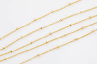 Made in USA Gold Filled Beaded Satellite Chain - Wholesale- By the Foot- Need Bail Ends or Wire Wrapping to Finish Permanent Jewelry Chain