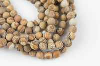 Natural Picture Jasper Beads Matte AAA Grade Matte Round, 4mm, 6mm, 8mm, 10mm, 12mm, 14mm-Full Strand 16 inch Strand AAA Quality