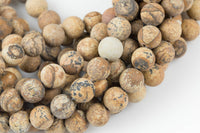 Natural Picture Jasper Beads Matte AAA Grade Matte Round, 4mm, 6mm, 8mm, 10mm, 12mm, 14mm-Full Strand 16 inch Strand AAA Quality