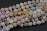 Natural Smokey Dendrite Opal- High Quality in Faceted Round- 4mm, 6mm, 8mm, 10mm, 12mm-Full Strand 15.5 inch Strand Gemstone Beads